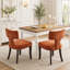 Ensemble de 2 chaises de salle à manger de style Mid-Century moderne, dossier courbé rembourré en tissu de lin ferme avec clous en cuivre, chaises de cuisine avec cadre en bois franc, orange-1950357854