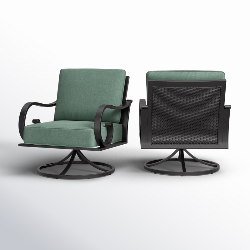 Chaise de patio pivotante avec coussins Aleira, Sarcelle