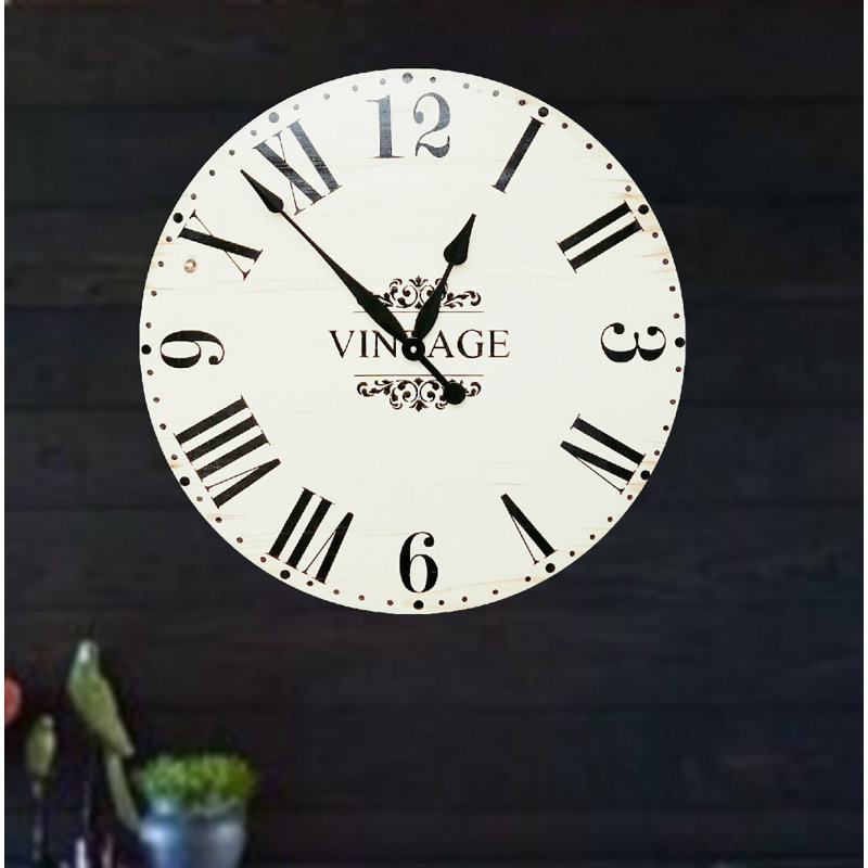 Horloge murale surdimensionnée campagne Nobhill, H 24 po x l 24 po x P 1,5 po