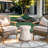 Fluted Travertine Stone Finish Italian Design MgO Side Accent Table
