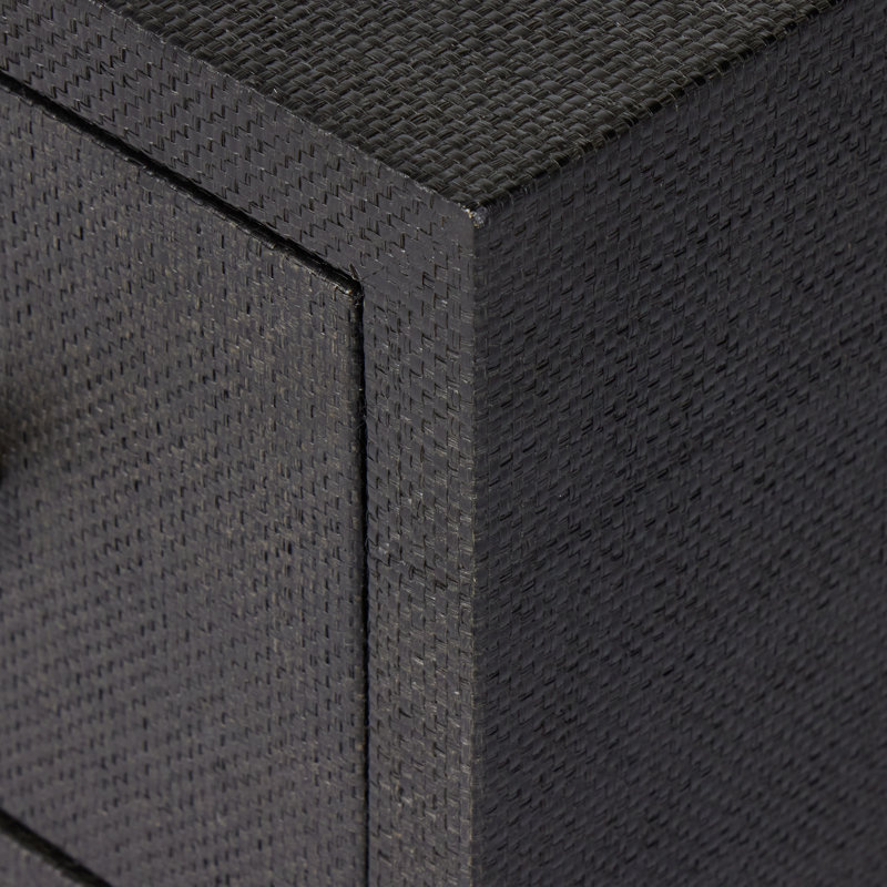 Fiona Nightstand - Black Raffia, Black