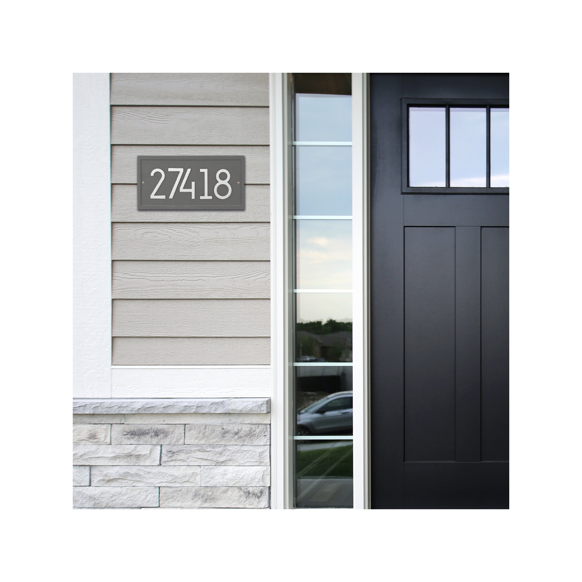 Modern Address Plaque, Pewter/Silver, Yes