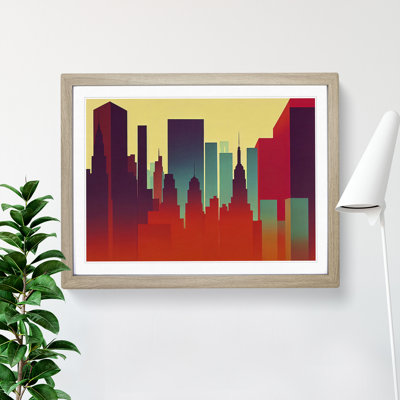 XH1022-9644X Vintage Skyline New York Abstract - Single Picture Frame Painting