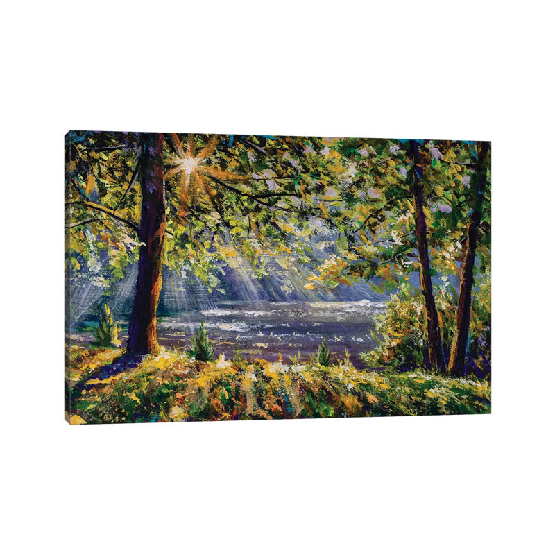 Sun Rays Play In The Branches Of Trees 1 Piece Wrapped Canvas Wall Art, 20.32 cm H x 30.48 cm W