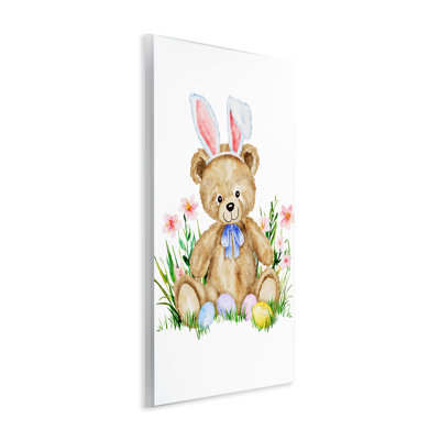 Ours en peluche printanier, plaque murale, design par Amy Hall
