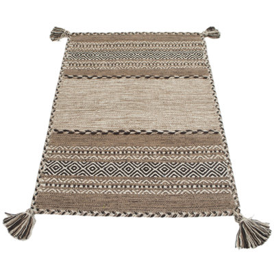 Ramon Striped and Oriental Flatweave Kilim Area Rug