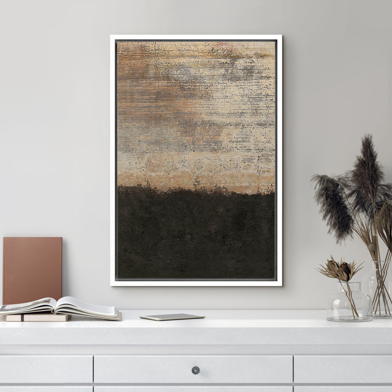 Grunge Abstract Paint Stroke Effect Grunge Dark Brown Rust Blocks Abstract Illustration Rustic Pictures Framed Canvas Print Wall Art