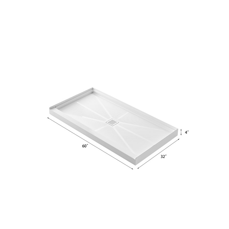 32 po L x 60 po W Base de bac de douche en alcôve avec drain central