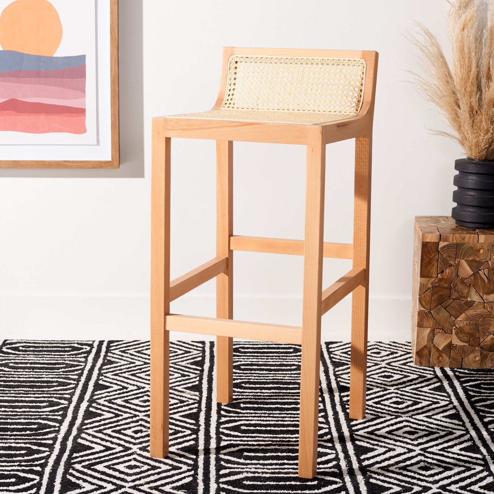 McCarthy Bar Stool, Natural, Counter Stool(25.59” Seat Height)