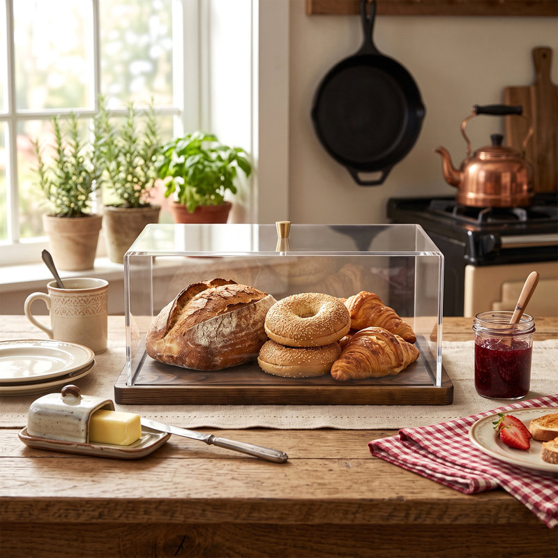 Acrylic Bread Box Wood Food Storage