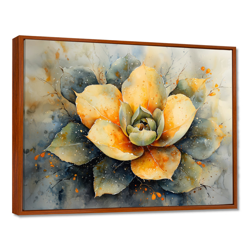 «Echeveria Elegans Succulent Desert Blossom», reproduction d'art encadrée, H 12 po x l 20 po, Floater Framed, Brun