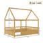 Lit en bois pleine grandeur avec cadre de toit de maison, garde-corps de clôture (double, naturel)-1233713958