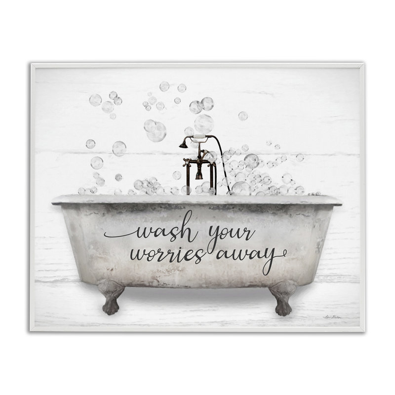 «Wash Worries Away Tub Bubble», estampe numérique encadrée par Lori Deiter, H 16 po x l 20 po