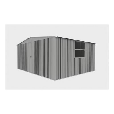 New Outdoor Storage Shed Has Two Functions: Metal Shed And Firewood Shed 13 Ft×11 Ft ,Grey