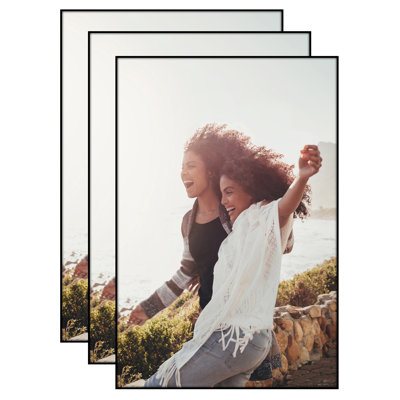 Americanflat Front Loading Picture Frame Set - Perfect for Photos and Wall Decor - 3 Pack - Black