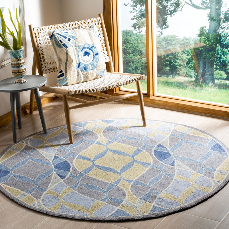 Chelsea Hand Hooked Wool Pile Abstract Rug, Round 5'6"