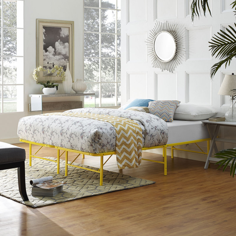 Horizon Full Yellow Stainless Steel Metal Bed Frame with Slats