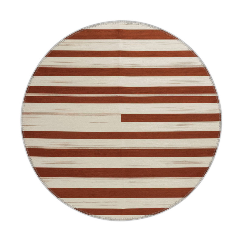 Tapis intérieur / extérieur beige HorizontalStripes, Rond 5 pi