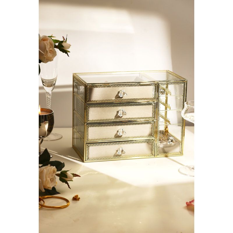 Boîte à bijoux en verre avec miroir Alice