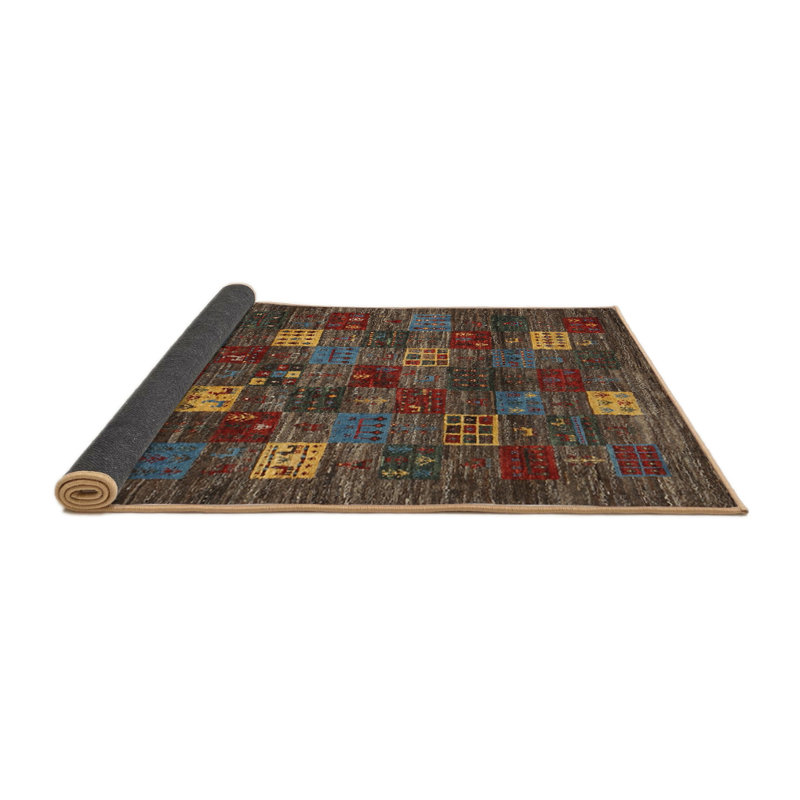 Tapis contemporain beige / brun / gris, Rond 4 pi