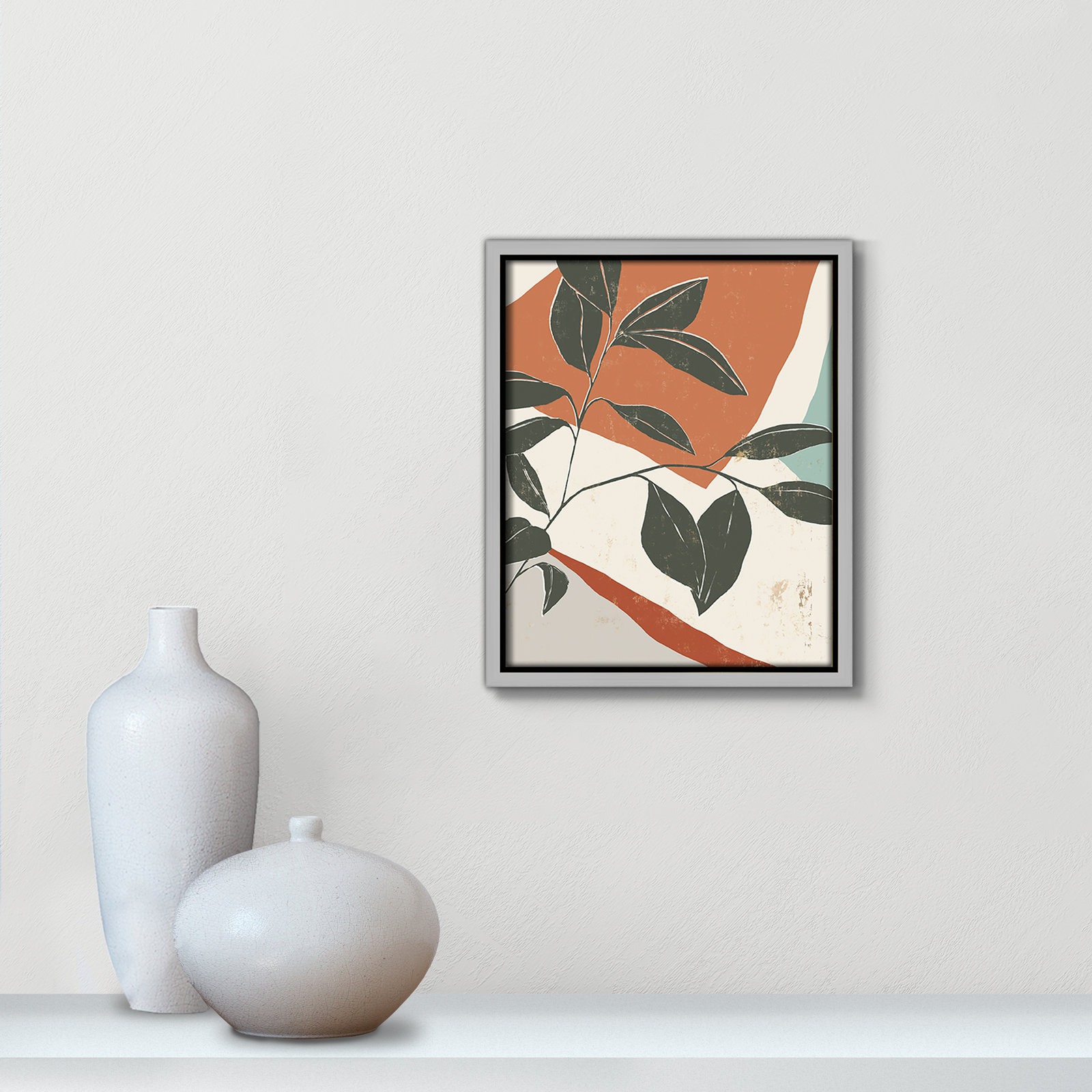 Cutout Leaves "Cutout Leaves I" Print, 11.5" H x 9.5" W x 2" D, Silver Framed