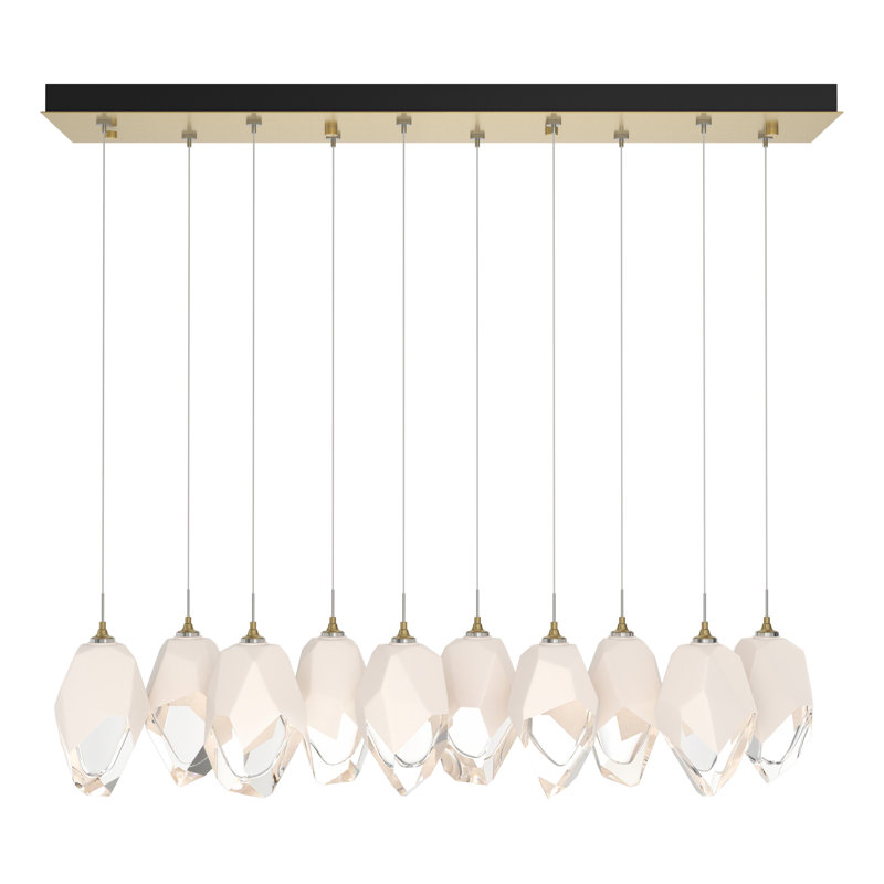 Chrysalis Kitchen Island Geometric Pendant, White, 15" - 80", Modern Brass