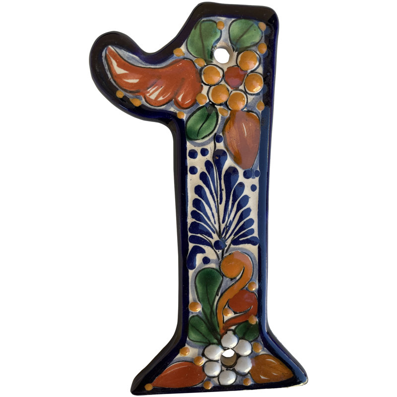 Mexican Majolica Santa Fe Colorful Tile Address House Number One