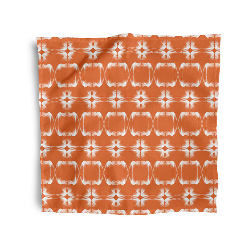 Barbuda Polyester Geometric Square Napkin, Orange