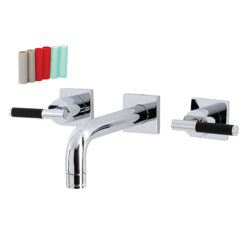 Kingston Brass Millennium Two-Handle 3-Hole Wall Mount Bathroom Faucet, Polished Chrome, Lever