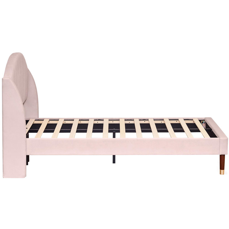 Upholstered Velvet Bed, Single (3'), Pink