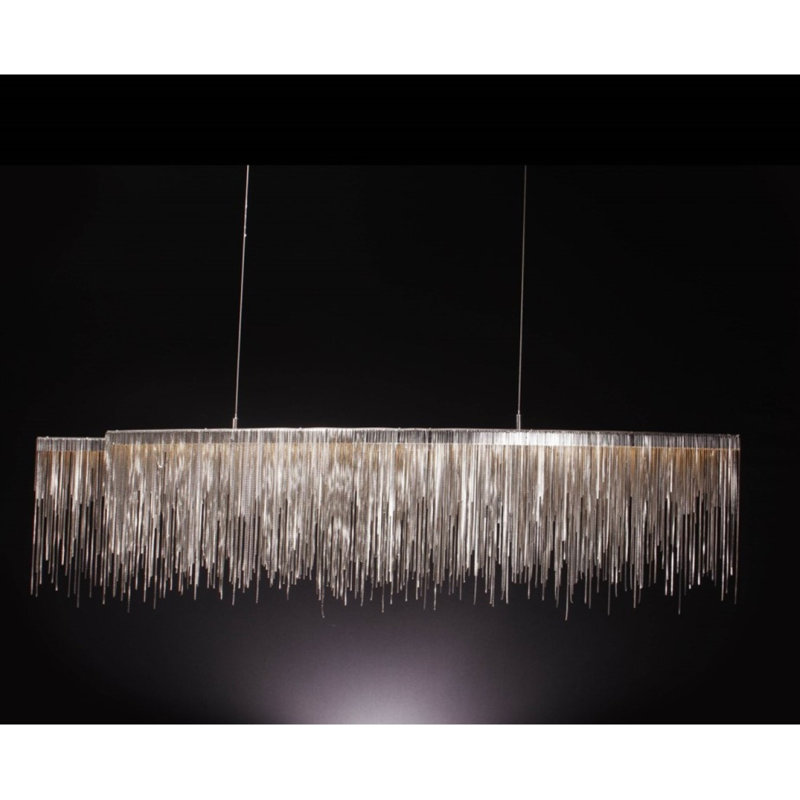 Lustre suspendu moderne et lumineux, Chrome, H 16 po x l 29 po x P 14 po