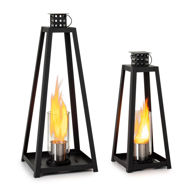 Stainless Steel Bio-Ethanol Outdoor Tabletop Fireplace with Flame Guard, Black