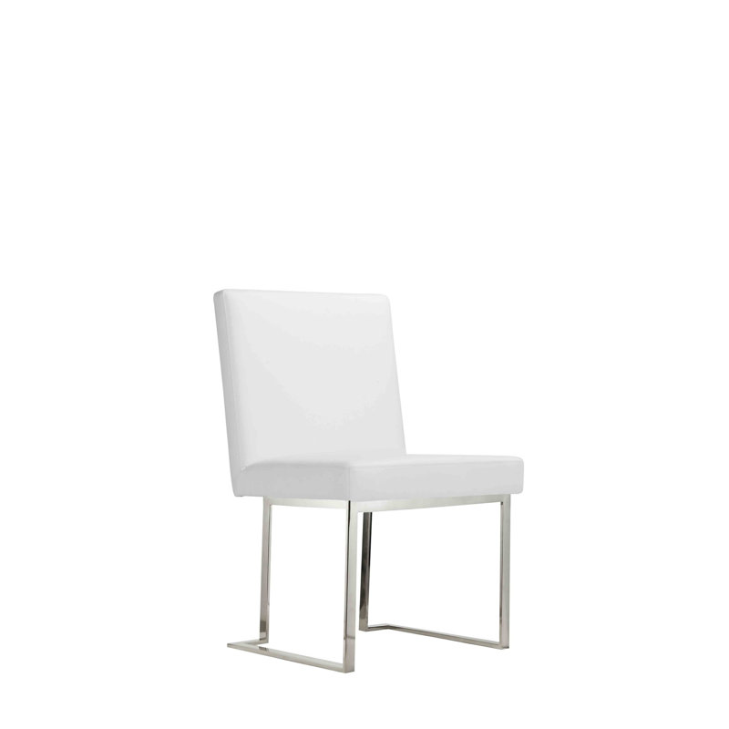 Chaise de salle à manger rembourrée Boly, Chrome, Noir