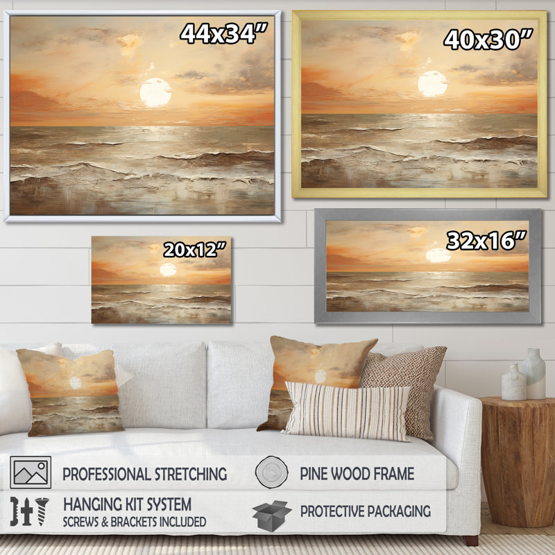 Pless - salon d'art mural plage et océan, Cadre simple blanc, H 24 po x l 32 po x P 1 po