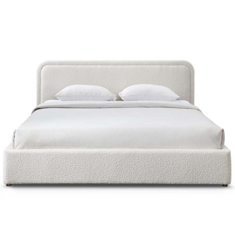 Baneza Platform Bed, White Boucle, King