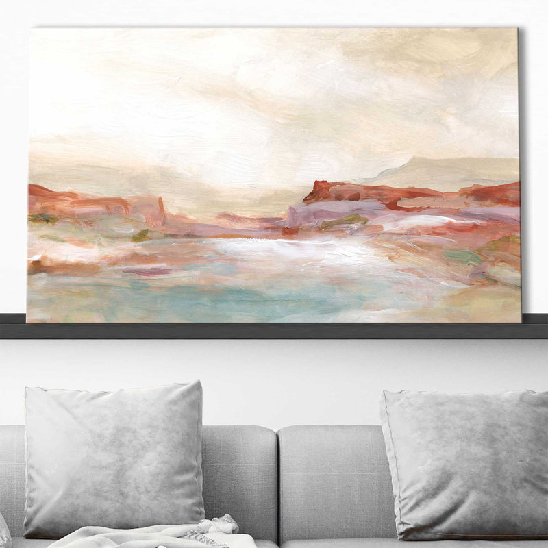 «Twilight Desert Mirage» par Carol Robinson - Peinture, L 40 po x H 24 po, Toile tendue
