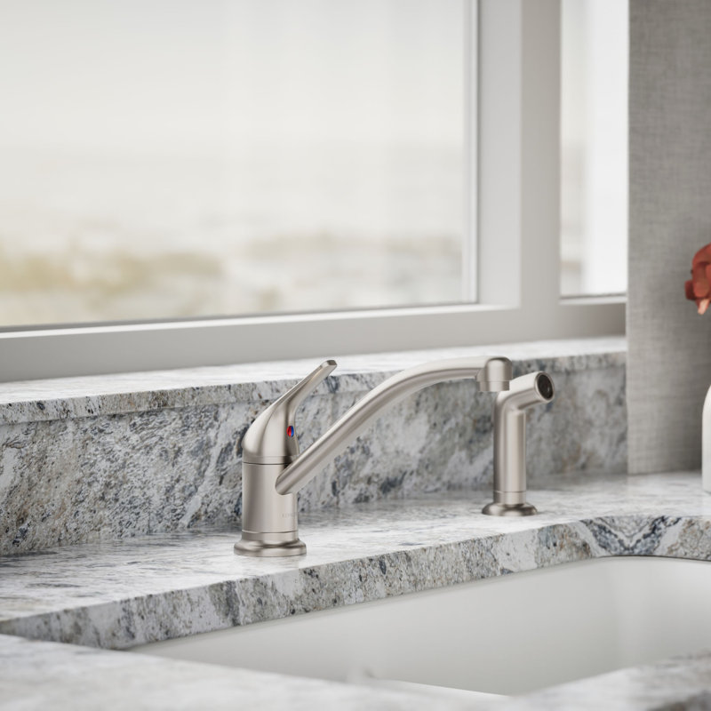 Single Handle Kitchen Faucet with Side Spray, Vibrant Stainless