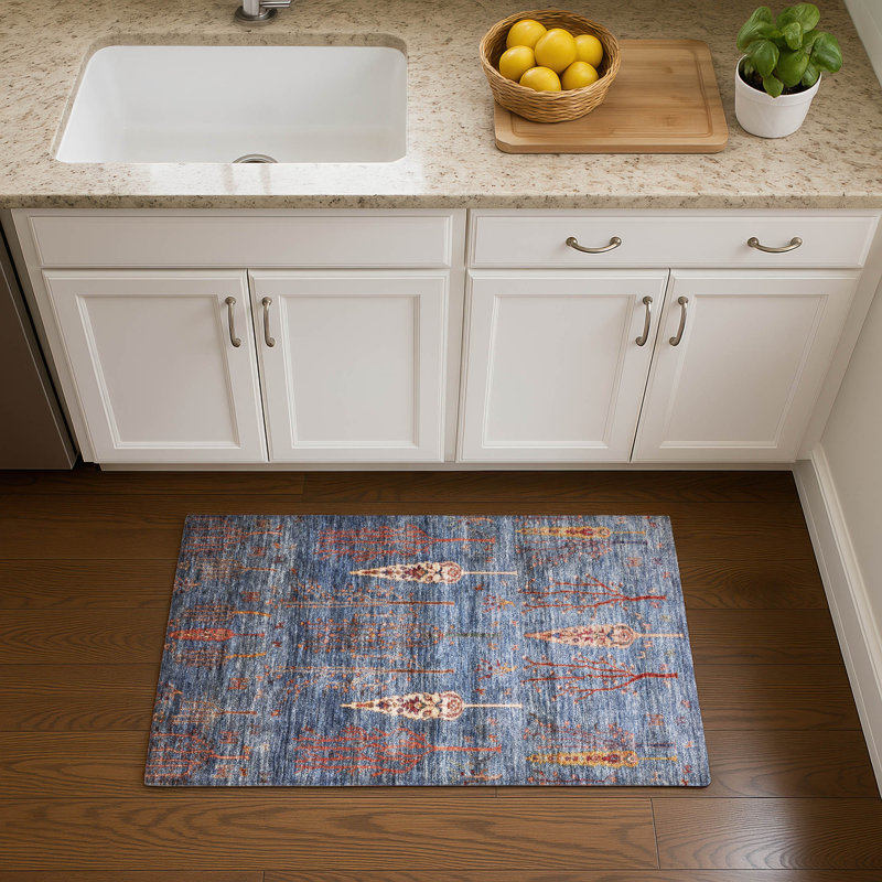 Premium Machine Washable Tara AMF1922 Floral Rug, Rectangle 1'8" x 2'6"