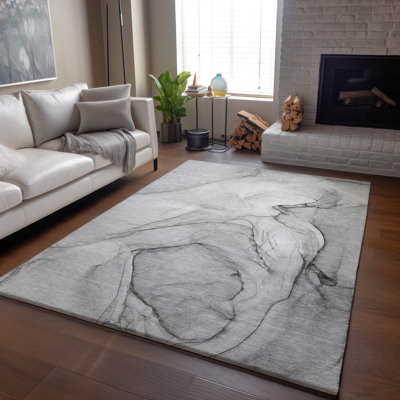 Premium Machine Washable Cerrito AMF502 Gray Rug
