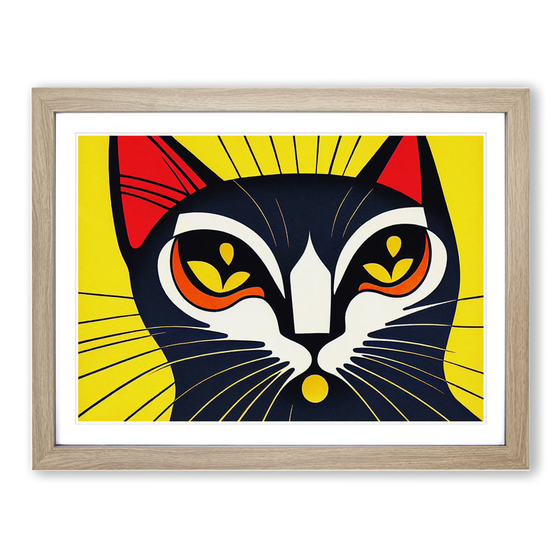 Cat Deco Vol.1 Abstract - Single Picture Frame Print, 25cm H x 34cm W x 2cm D, Oak Framed
