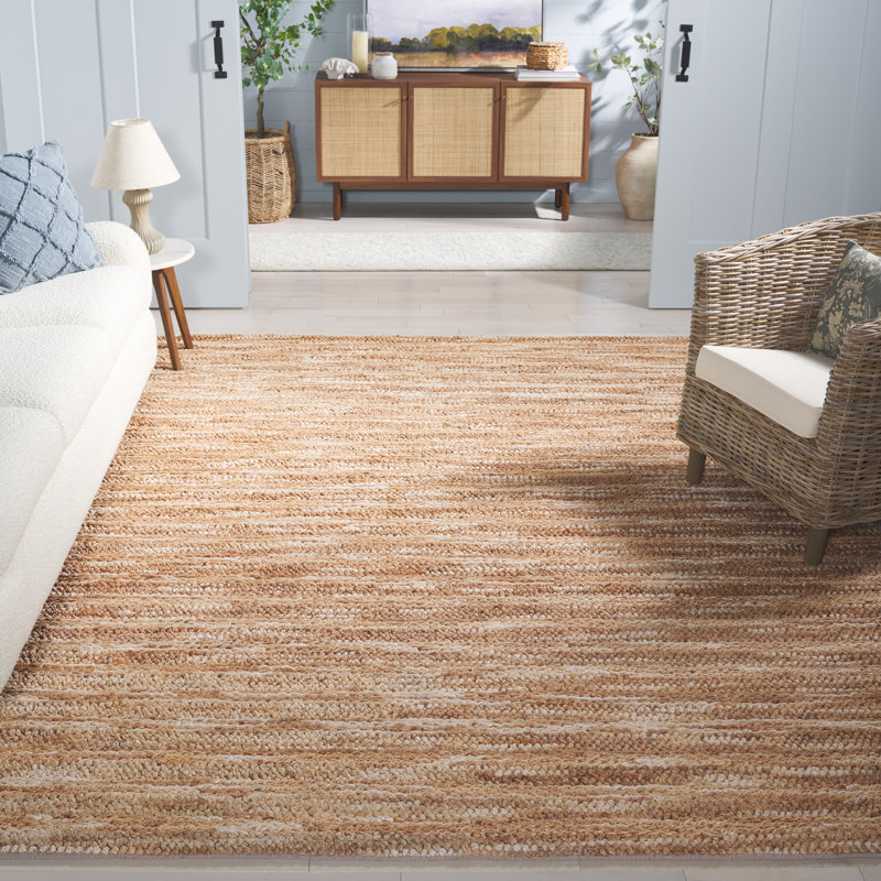 Tapis en jute / coton naturel tissé à la main Natural Fibre Couture 101, Rectangle 8 pi x 10 pi