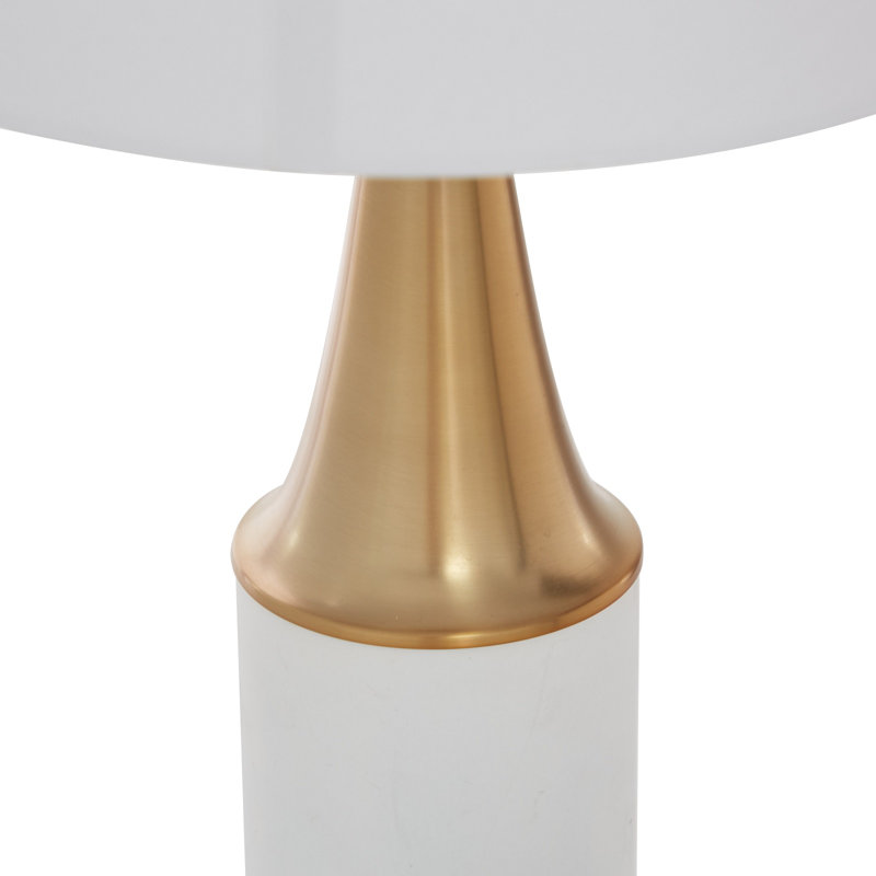 Stylish Transitional 21" White Cement And Gold Modern Table Lamp 