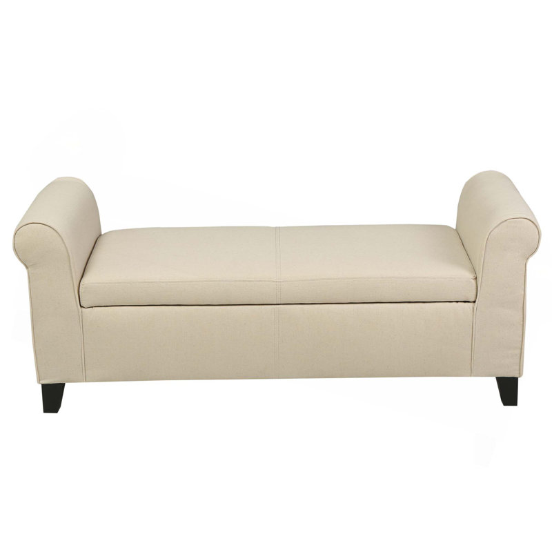 Charmant banc antique avec accoudoirs pour votre espace de vie, Beige