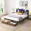 Très grande base de lit plateforme de rangement en métal, tête de lit en bois Pied de lit, 600 lb, DEL, chargement USB, aucun sommier nécessaire, noir pour la chambre principale
