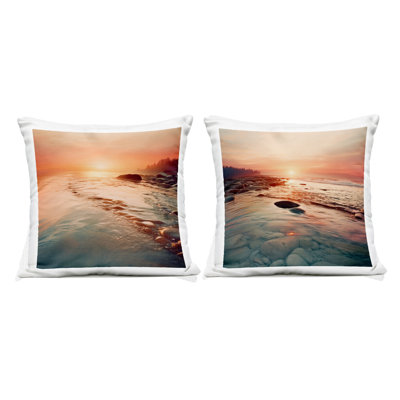 Warm Sunset Melodies 2 Piece Outdoor Printed Pillow Set design by Lazar Studio
