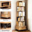 Bibliothèque 360 ° avec roulettes, tiroir, 6 niveaux, couleur bois, présentoir à cubes verticaux pour espace de bureau rond, couleur