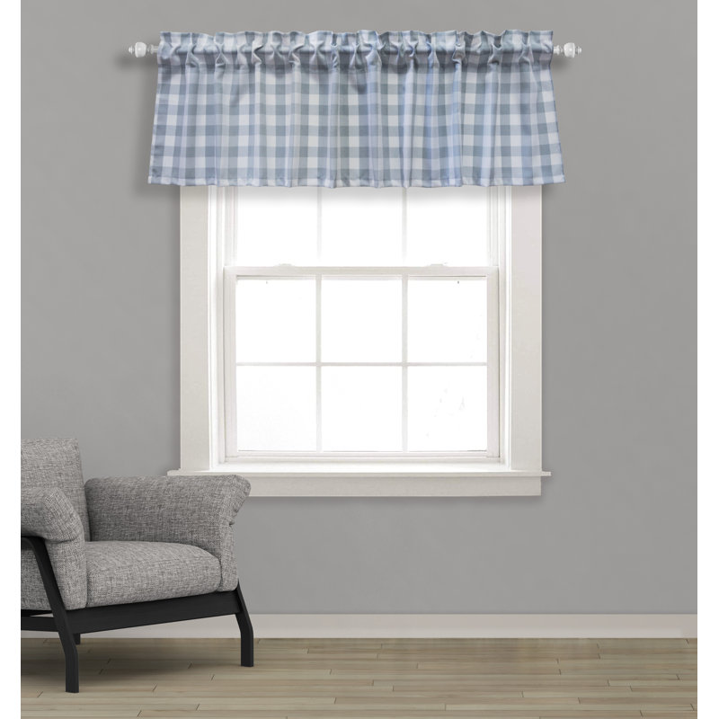 Rashara Plaid Tailored 56" Window Valance, Gray/White, 56" W x 16" L