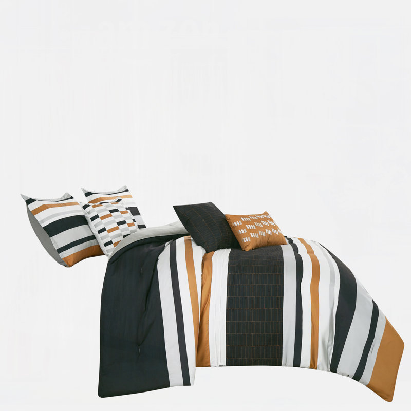 Ensemble d'édredon matelassé 6 pièces - Literie à motifs avec coussins décoratifs