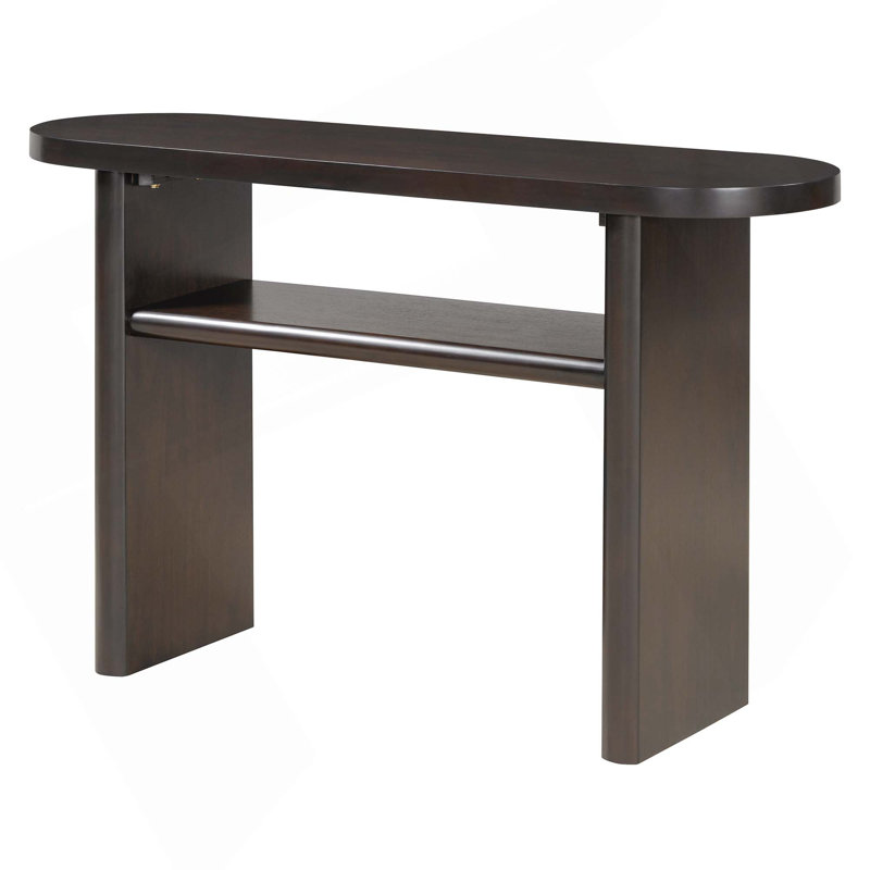 Elegant Minimalist Console Table With Rounded Edges And Sturdy Shelf Design For Entryway, Living Room, Espresso