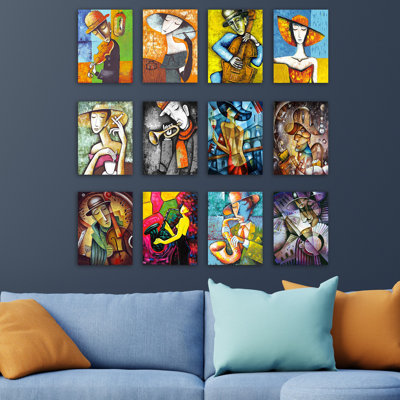 Superbe ensemble d'art mural décoratif en panneau de fibres à densité moyenne (12 pièces), 7,9 po x 5,9 po chacune | 100% panneau de fibres à densité moyenne, épaisseur: 0,1 pouce | Parfait pour la décoration intérieure, le salon et la chambre à coucher - Design élégant et polyvalent pour rehausser tout espace